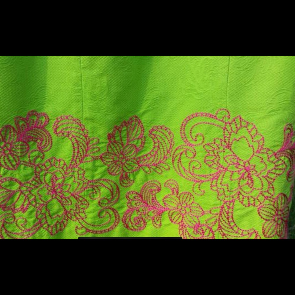 Green Dress with pink flowers design